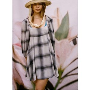 Urban Outfitters Lachlan Flannel Smocked Mini Dress